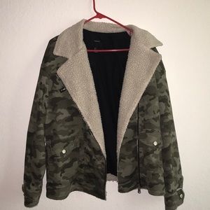 Forever 21 Green Camouflage Army Jean Jacket